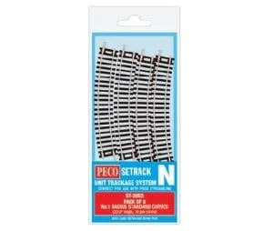 8 rails courbes R1 228mm N 22.5° code 80 PECO-ST3003